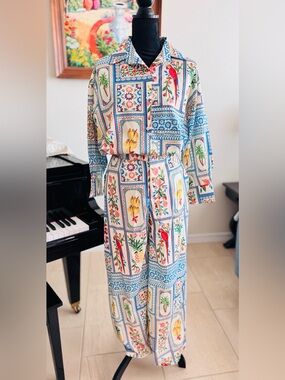 Women’s Floral Patchwork Pajama Set - Blue & Multi